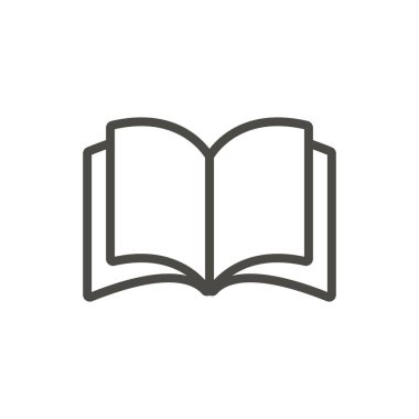 Açık kitap simge vektör. Satır eğitim sembolü.