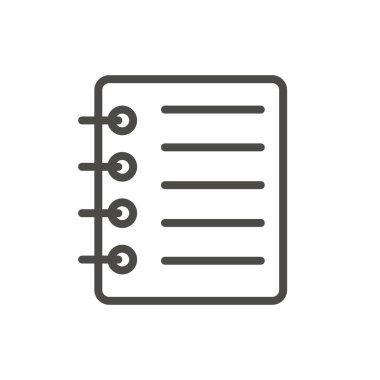 Not defteri simgesi vektör. Satır iş Not simgesi.