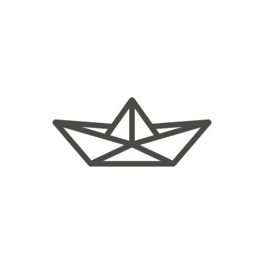 Kağıt tekne simge vektör. Çizgi origamy sembolü.