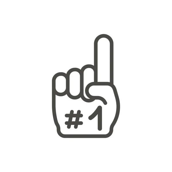 Nummer 1 Fan-Icon-Vektor. Zeilenfinger-Handsymbol. — Stockvektor