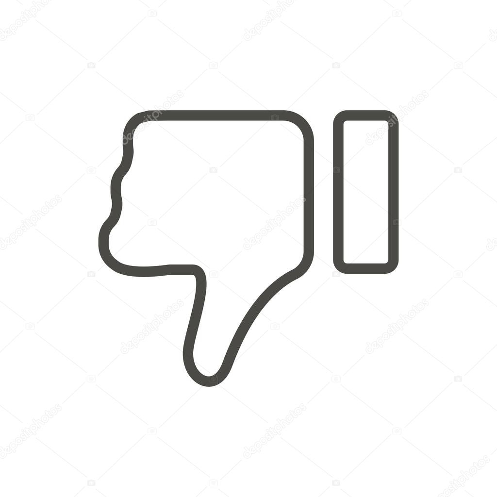 Dislike icon vector. Line thumb down symbol.