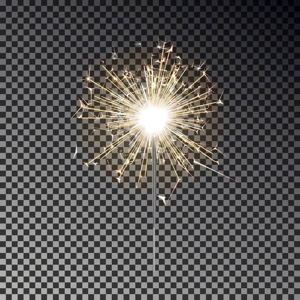 Bengalisk eld. Nya året tomtebloss candle isolerad på transparent bakgrund. Realistisk vektor ljus eff — Stock vektor