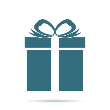 Arka plan üzerinde izole mavi hediye kutsal kişilerin resmi. Modern düz piktogram, işletme, pazarlama, Internet kavramı.