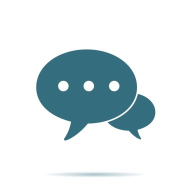 Mavi konuşma balonu simgesinin izole. Modern iletişim bize düz piktogram, işletme, pazarlama, Internet co