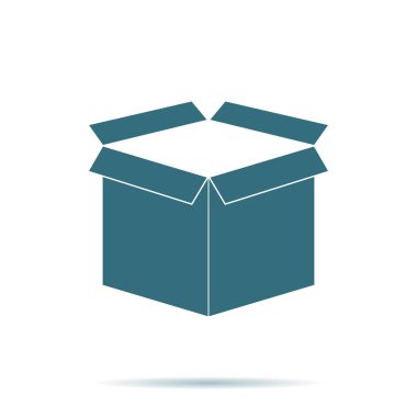 Arka plan üzerinde izole mavi açık kutu simgesi. Modern düz piktogram, işletme, pazarlama, Internet konsantrasyon