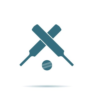 Çapraz kriket sopası, arka plan üzerinde izole top simgesi. Modern basit düz kayıt. İş, Internet 