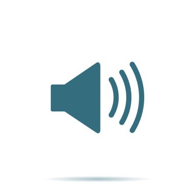 Arka plan üzerinde izole mavi ses simgesi. Modern basit düz müzik işareti. İş, Internet kavramı. T