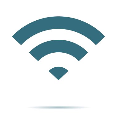 İzole mavi Wifi kutsal kişilerin resmi. Düz kablosuz vektör simgesi. Modern basit düz ağ işareti. İş, int