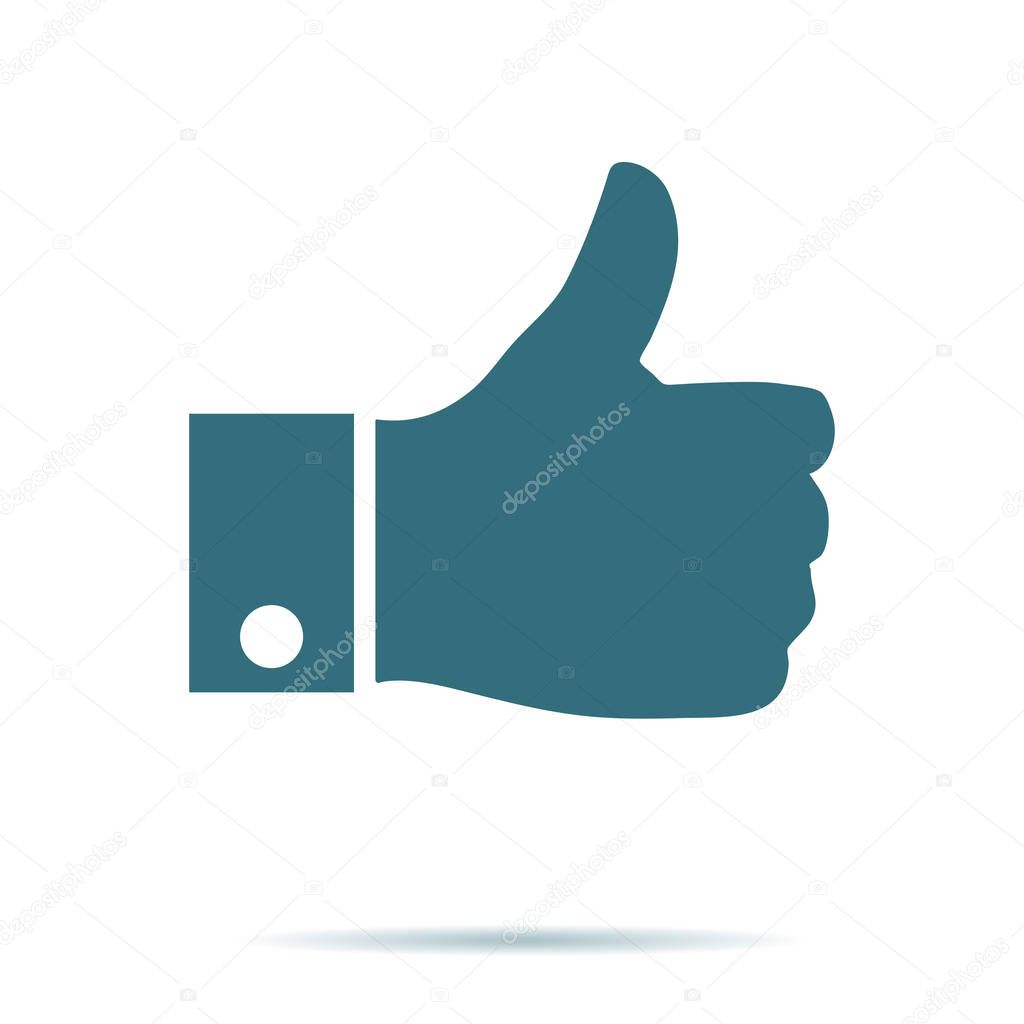 Like icon. Thumb up vector isolated. Modern simple flat thumb up sign. Business internet, social concept. Trendy network vector symbol for web site. Logo illustration.