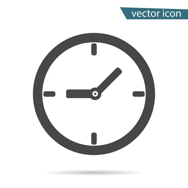 Icono de reloj gris aislado en el fondo. Signo moderno de tiempo plano simple. Negocios, concepto de internet. Tr — Archivo Imágenes Vectoriales