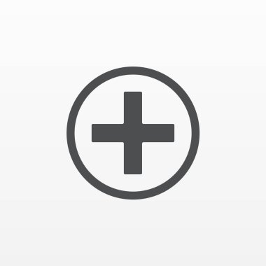 Arka plan üzerinde izole gri Ekle artı simgesi. Modern düz piktogram, işletme, pazarlama, Internet konsantrasyon