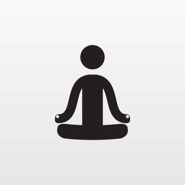 Gri Yoga sakin simgesi üzerinde arka izole. Modern basit düz kayıt. İş, Internet kavramı. Tre