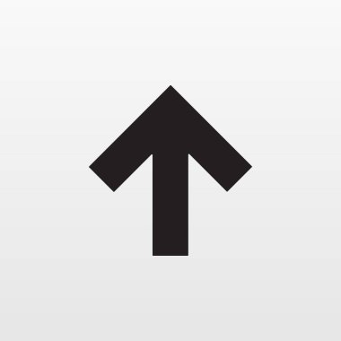 Gri arka plan üzerinde izole simgesi yukarı ok. Modern basit düz karşıya yükleme işareti. İş, internet concep