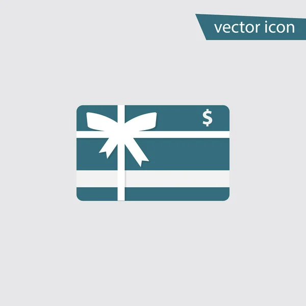 Icono de tarjeta de regalo de compras aislado en segundo plano. Moderno pictograma plano, negocio, comercialización internet — Vector de stock