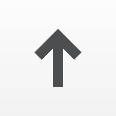 Simge yukarı ok. Beyaz arka plan üzerinde izole düz sembolü kadar. Trendy Internet kavramı. Modern upload s