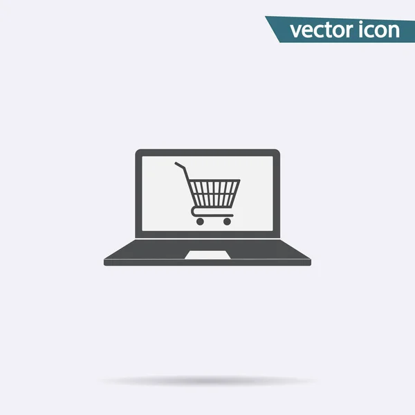 Icono de compra en línea vector. Símbolo plano carrito de la tienda aislado sobre fondo blanco. Moda internet co — Vector de stock