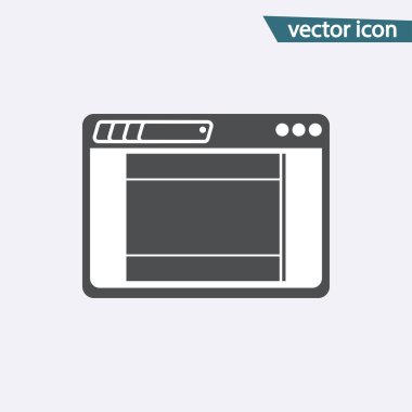 Gri açılış sayfası simgesi üzerinde arka izole. Modern düz piktogram, işletme, pazarlama, Internet 