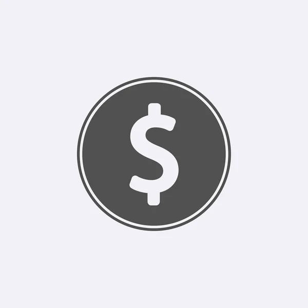 Icono del dinero. Dinero gris aislado en el fondo. Signo plano simple moderno. Símbolo dolar plano para — Vector de stock