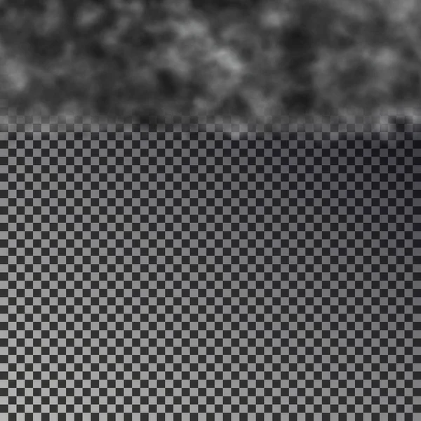 Nube oscura en la parte superior aislada sobre fondo a cuadros. Borde de humo negro transparente. Tormenta realista — Archivo Imágenes Vectoriales