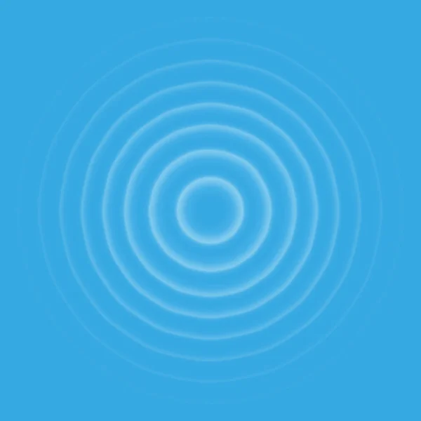 Вид сверху на волновой эффект. Прозрачные кольца капель воды. Звуковая волна окружности на синем фоне . — стоковый вектор