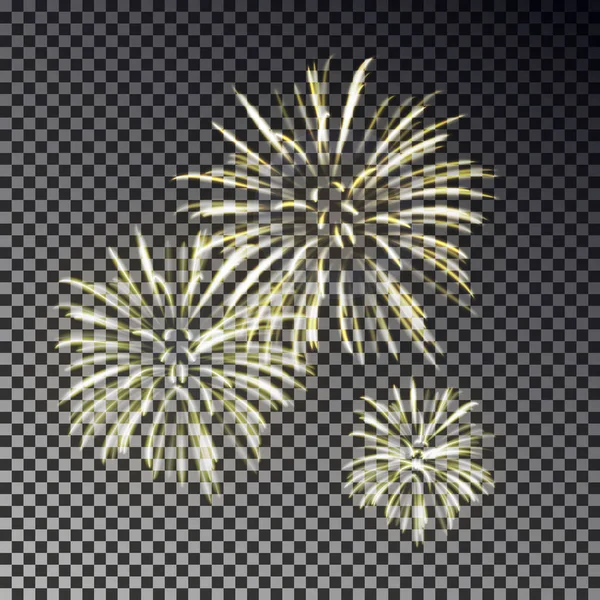 お祝い花火を設定します。クリスマス爆竹の照明効果は、暗い背景に分離されました。花火デコ — ストックベクタ
