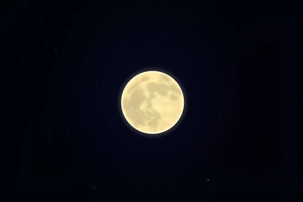 Lua branca cheia isolada no céu estrelado escuro, fundo noturno. Closeup lua e estrela efeito de luz. G —  Vetores de Stock