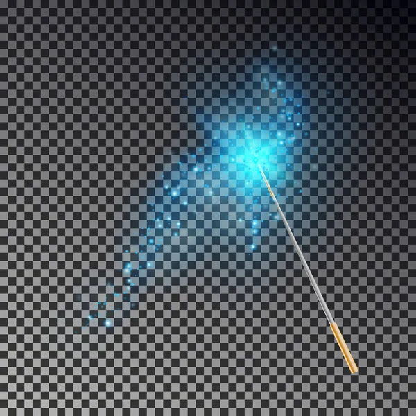 Μαγικό Ραβδί Διάνυσμα Διαφανή Θαύμα Ραβδί Μπλε Λάμψη Φως Ουρά — Διανυσματικό Αρχείο