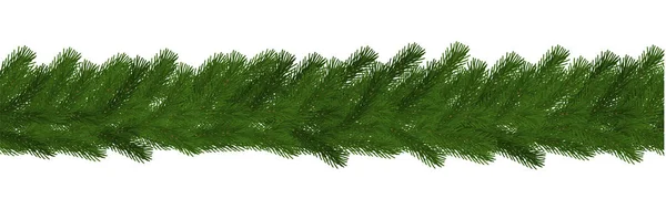Grön jul gränsa av tall gren, sömlös vektor isolerad på vit bakgrund. Xmas garland de — Stock vektor