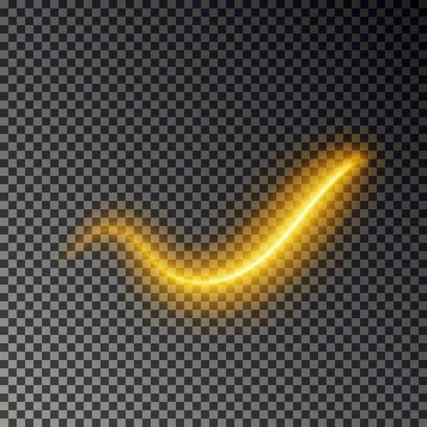 Lichtlijn effect, gouden vector. Gloeiende licht brand trace. Glitter magische swirl trail effect geïsoleerd — Stockvector