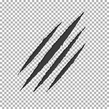 Canavar gözyaşı pençe sıfırdan işareti. Milyon sonu kağıt üzerinde şeffaf arka plan izole. Siyah pençeleri sc