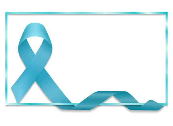 Ruban bleu avec vecteur de bordure, isolé sur fond blanc. symbole de sensibilisation au cancer de la prostate en aucun — Image vectorielle