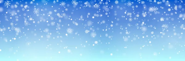 Christmas falling snow vector isolated on blue background. Snowflake transparent decoration effect. — Stock Vector