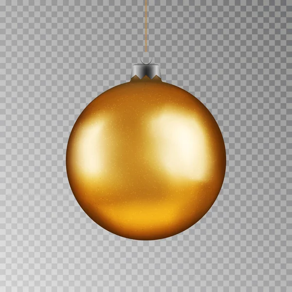 Karácsonyi arany labdát átadása húr. Xmas vektor csecsebecse elszigetelt átlátszó háttér. Új ti — Stock Vector