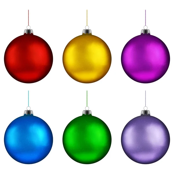 Christmas ball handing on string collection. Xmas vector bauble isolated on white background. New Ye — Stock Vector