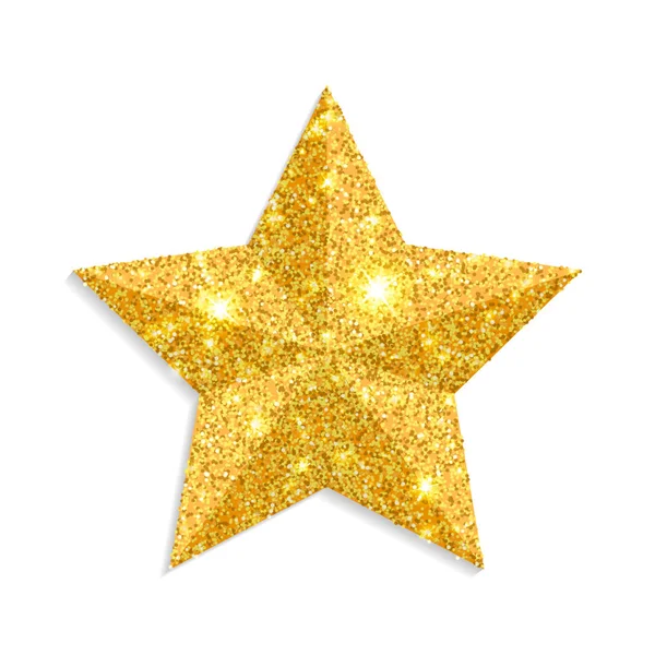 Glitter gold star vector isolated on white background. Christmas star decoration. Golden Xmas sparkl — Stock Vector