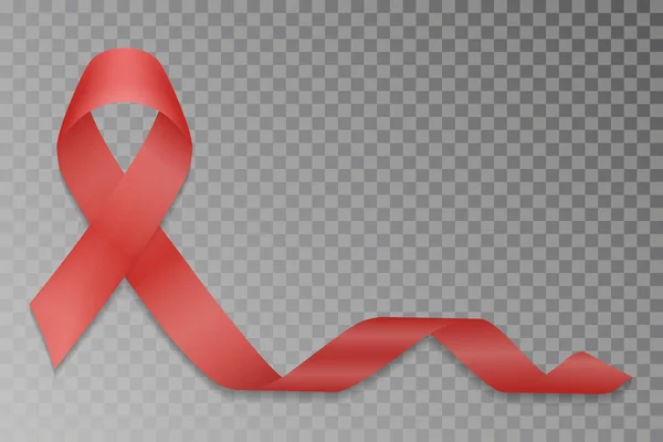 Vettore del nastro rosso. Giornata mondiale dell'AIDS. Nastro rosso realistico isolato. Illustrazione vettoriale . — Vettoriale Stock