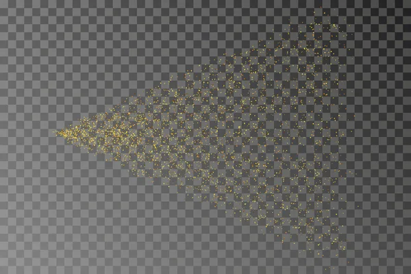Zlatý třpyt částice vektor, izolovaný. Třpytky prach zlatý sprej. Stardust ilustrace. — Stockový vektor