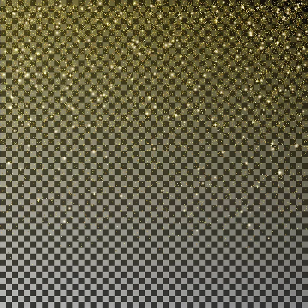 Золотий блиск вектор конфетті. Падіння золотистого зоряного пилу ізольовано на прозорому тлі. Різдво — стоковий вектор