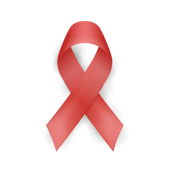 Rood lint vector. Wereld Aidsdag. Realistische rood lint geïsoleerd. Vectorillustratie. — Stockvector