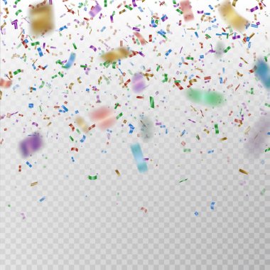 Renk glitter konfeti vektör. Carnaval kağıt tinsel doku üzerinde arka izole. Parti konfeti 