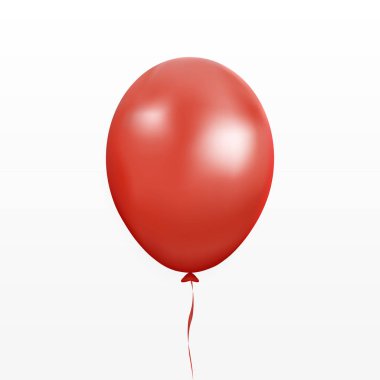 Kırmızı balon vektör. Şerit ve beyaz arka plan üzerinde izole shadov parti balon. Uçan 3d top
