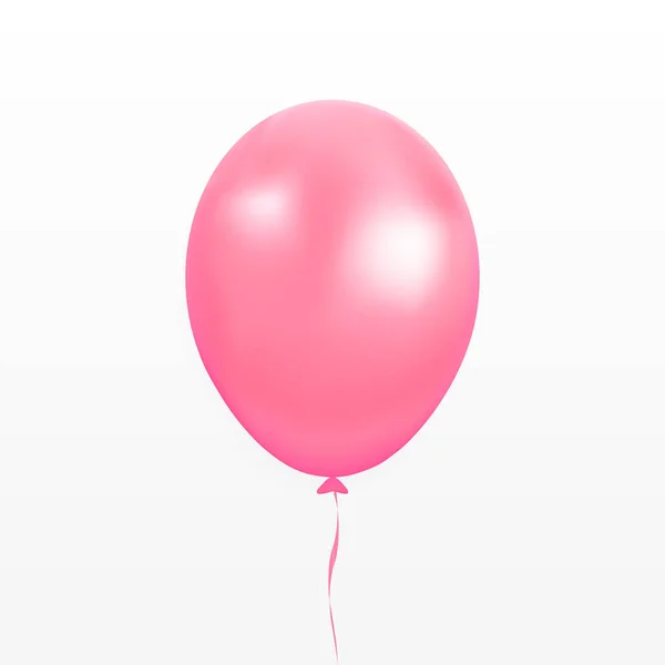 Vettore di palloncini rosa. Palloncino partito con nastro e shadov isolato su sfondo bianco. Volare 3d bal — Vettoriale Stock