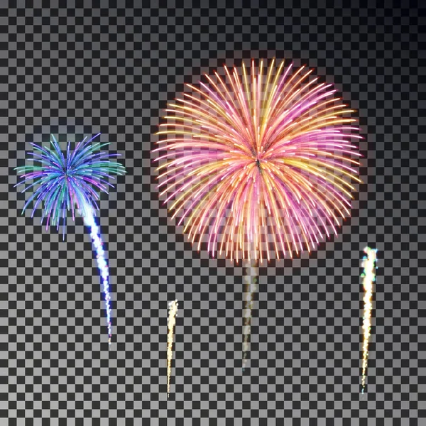 Fuochi Artificio Festivi Effetto Luce Petardo Natale Isolato Sfondo Scuro — Vettoriale Stock