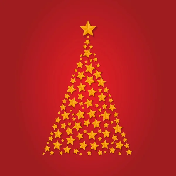 Árbol de Navidad de estrellas doradas vector. Gretting tarjeta de Navidad. Decoración del árbol de estrellas de Navidad. Vector h — Archivo Imágenes Vectoriales