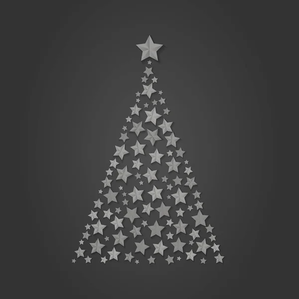 Χριστουγεννιάτικο δέντρο του διανύσματος ασημένια αστέρια. Gretting Χριστουγεννιάτικη κάρτα. Χριστουγεννιάτικα αστέρια διακόσμηση δέντρο. H διάνυσμα — Διανυσματικό Αρχείο