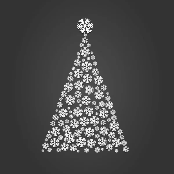 Χριστουγεννιάτικο δέντρο χιόνι διανύσματος. Gretting Χριστουγεννιάτικη κάρτα. Χριστουγεννιάτικη διακόσμηση δέντρο νιφάδα χιονιού. Διάνυσμα holid — Διανυσματικό Αρχείο