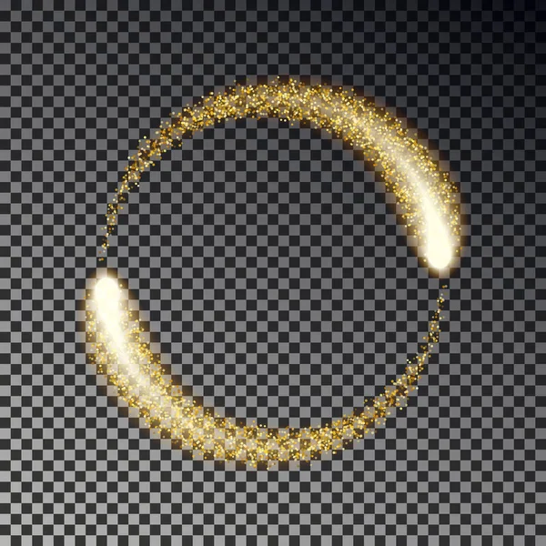 Gold funkelt Kreis Vektor. glitzernder Sternenstaub wirkt. Funkenflug vereinzelt. Funkel — Stockvektor