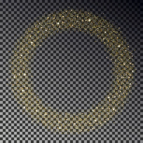 Circle of gold glitter sparkle vector. Star dust round, light effect. Bokeh background. Xmas stars w — Stock Vector