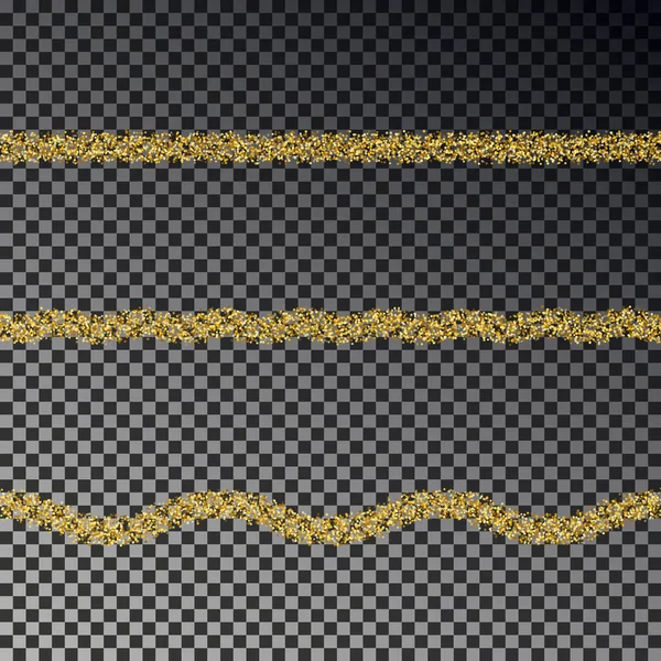 金色の線がベクトルします。輝きキラキラ光の効果黒透明な背景に分離されました。抽象的な w — ストックベクタ