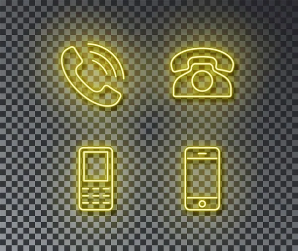 Τα τηλεφωνικά σήματα του νέου διανύσματος απομονώθηκαν στον τοίχο. Τηλέφωνο, κινητό, smartphone, ρετρό τηλέφωνο φως — Διανυσματικό Αρχείο